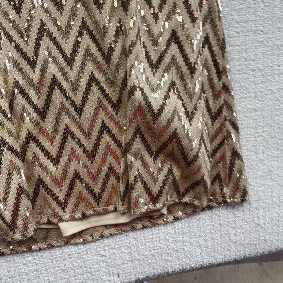 Y2K Miss Me Gold Zig Zag Sequined Prom Formal Shift Dress Women's Sz S - Picture 12 of 12